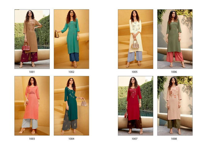 SWEETY FASHION LEE-LOYA Fancy Designer Party Wear Rayon Kurti With Palazzo Collection